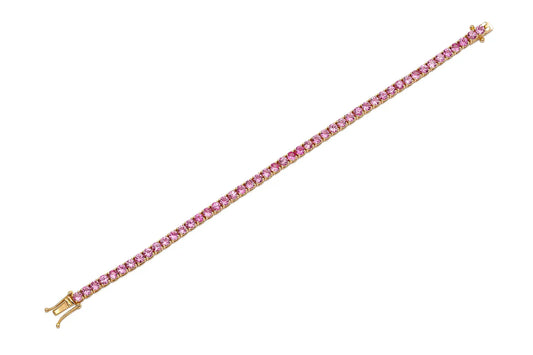 18K Rose Gold Pink Sapphire Tennis Bracelet Tw. 6.80 carat