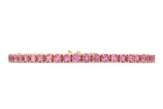 18K Rose Gold Pink Sapphire Tennis Bracelet Tw. 6.80 carat