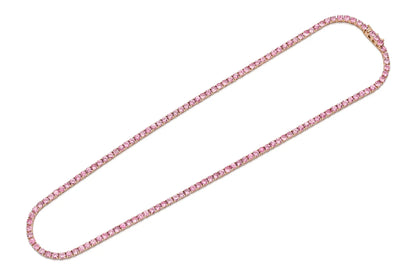 18K Rose Gold Sapphire Tennis Necklace Tw. 13.56 carat