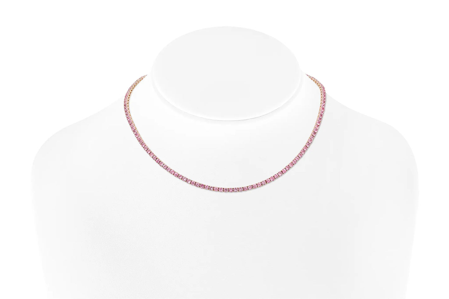 18K Rose Gold Sapphire Tennis Necklace Tw. 13.56 carat