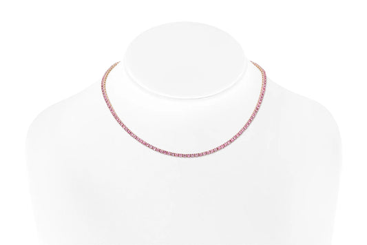 18K Rose Gold Sapphire Tennis Necklace Tw. 13.56 carat
