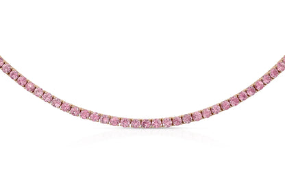 18K Rose Gold Sapphire Tennis Necklace Tw. 13.56 carat
