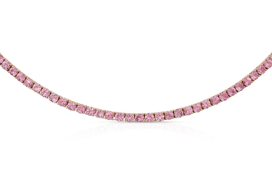 18K Rose Gold Sapphire Tennis Necklace Tw. 13.56 carat