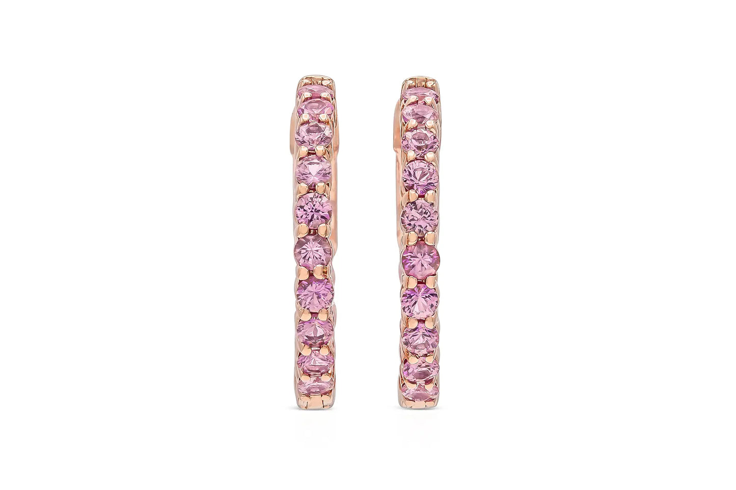 18K Rose Gold Natural Pink Sapphire Hoops 2.15 carat