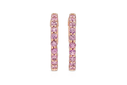 18K Rose Gold Natural Pink Sapphire Hoops 2.15 carat