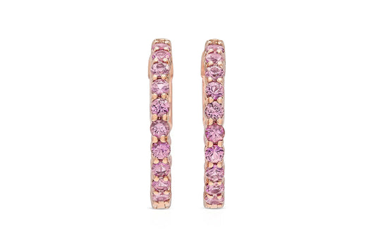 18K Rose Gold Natural Pink Sapphire Hoops 2.15 carat