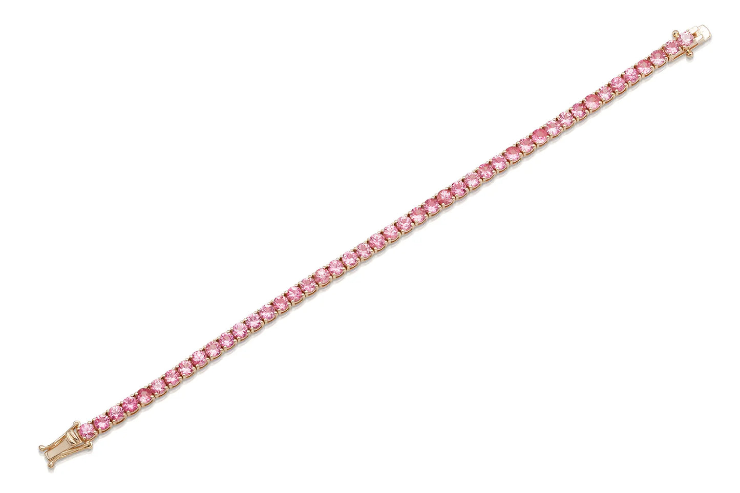 18K Rose Gold Pink Sapphire Tennis Bracelet DTW: 8.40ct