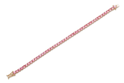 18K Rose Gold Pink Sapphire Tennis Bracelet DTW: 8.40ct