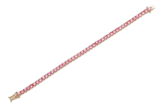 18K Rose Gold Pink Sapphire Tennis Bracelet DTW: 8.40ct