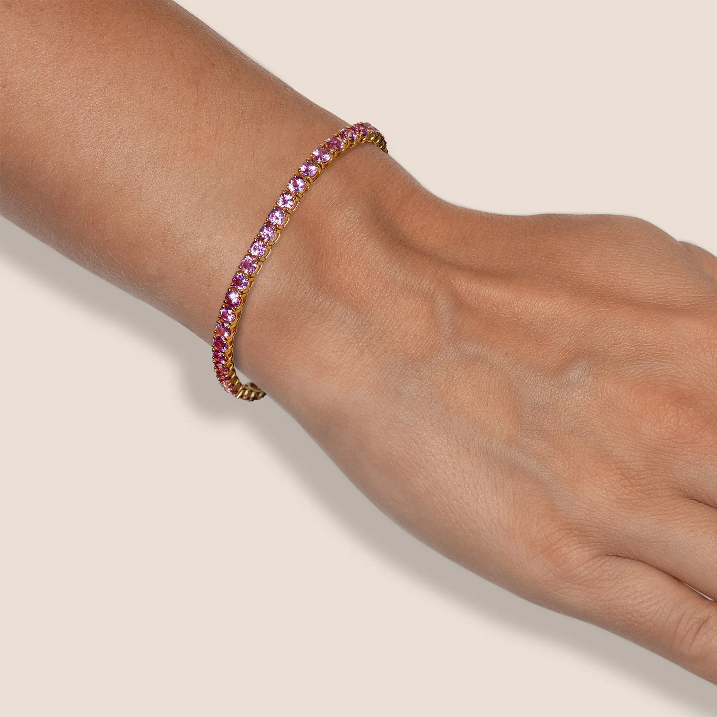 18K Rose Gold Pink Sapphire Tennis Bracelet DTW: 8.40ct