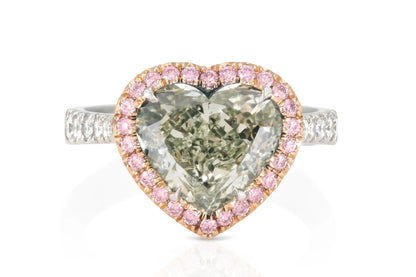 4.03ct Heart Shape Yellow-Green Diamond Ring