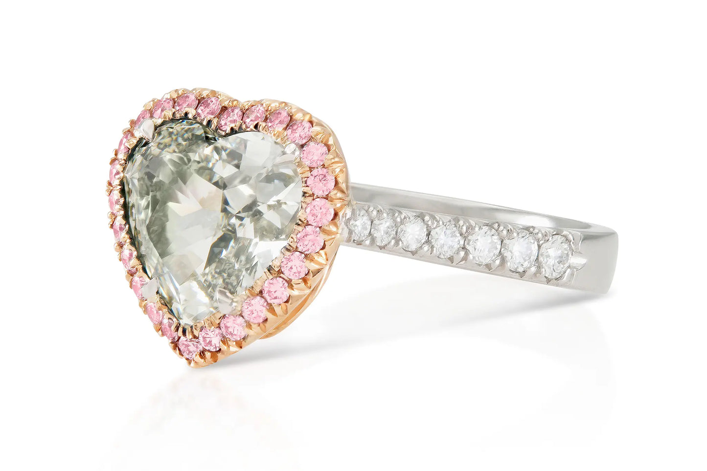 4.03ct Heart Shape Yellow-Green Diamond Ring