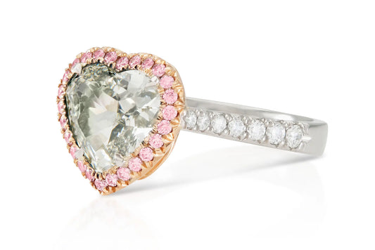 4.03ct Heart Shape Yellow-Green Diamond Ring