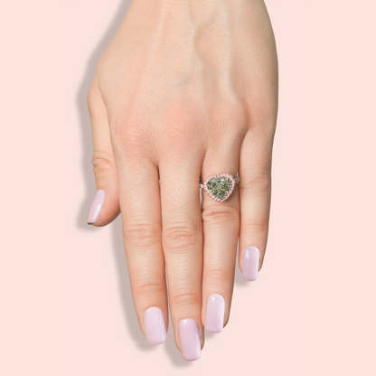 4.03ct Heart Shape Yellow-Green Diamond Ring