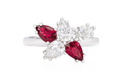 18K White Gold Diamond & Ruby Ring