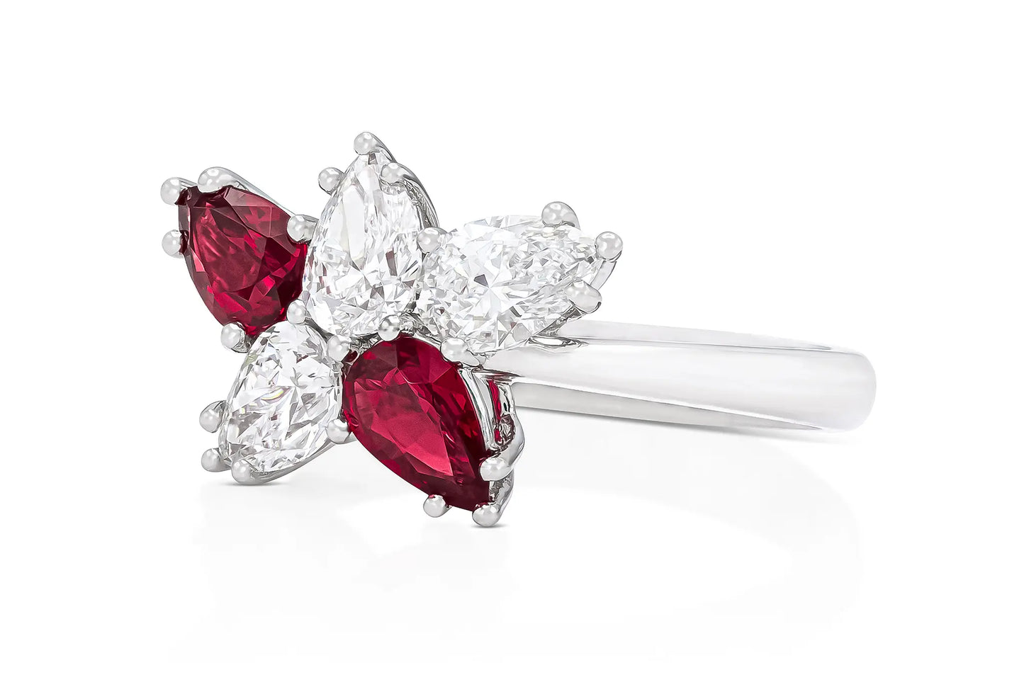 18K White Gold Diamond & Ruby Ring