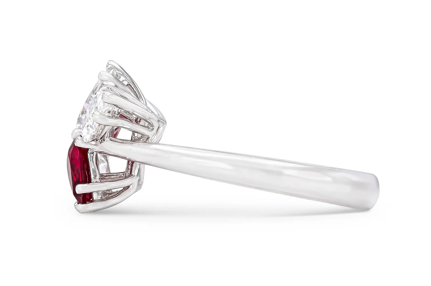 18K White Gold Diamond & Ruby Ring