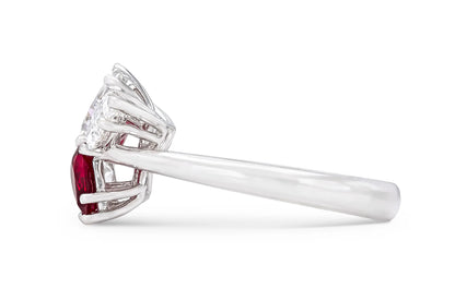 18K White Gold Diamond & Ruby Ring