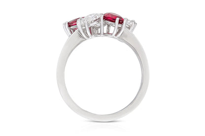 18K White Gold Diamond & Ruby Ring