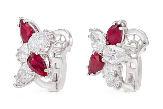 18K White Gold Diamond & Ruby Constellation Earrings