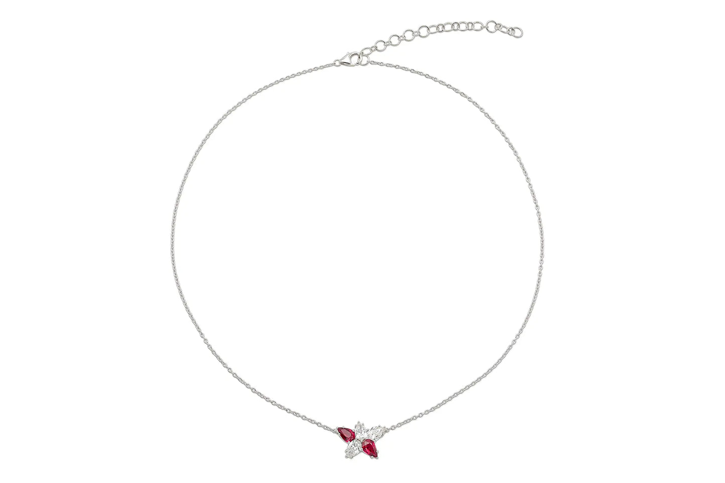 18K White Gold Diamond & Ruby Constellation Pendant