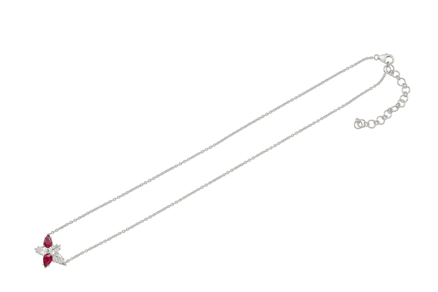 18K White Gold Diamond & Ruby Constellation Pendant