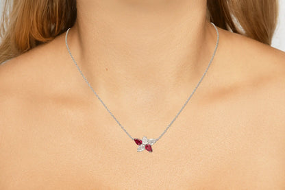 18K White Gold Diamond & Ruby Constellation Pendant