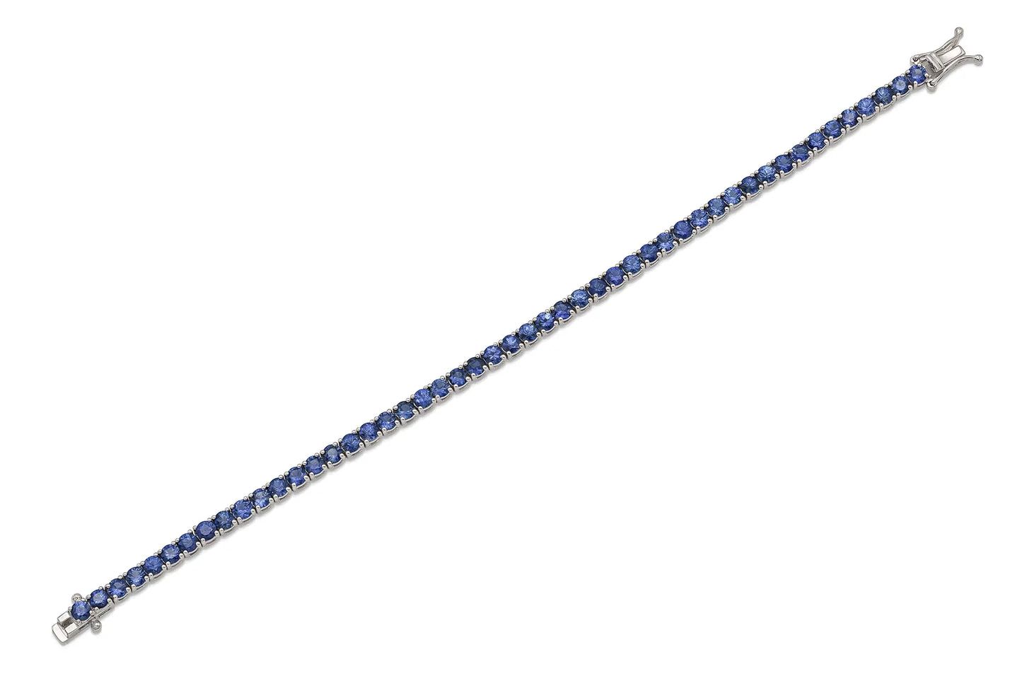 18K White Gold Natural Blue Sapphire Tennis Bracelet Tw. 7.15 carat