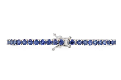 18K White Gold Natural Blue Sapphire Tennis Bracelet Tw. 7.15 carat