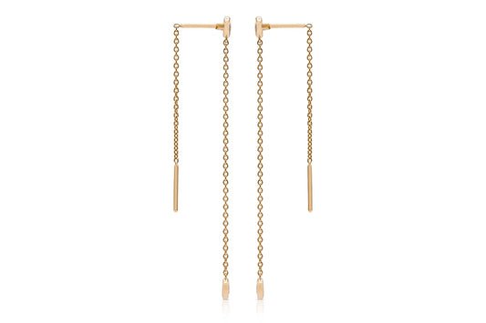 18K Yellow Gold Diamond Thread Earrings