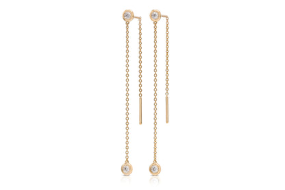 18K Yellow Gold Diamond Thread Earrings