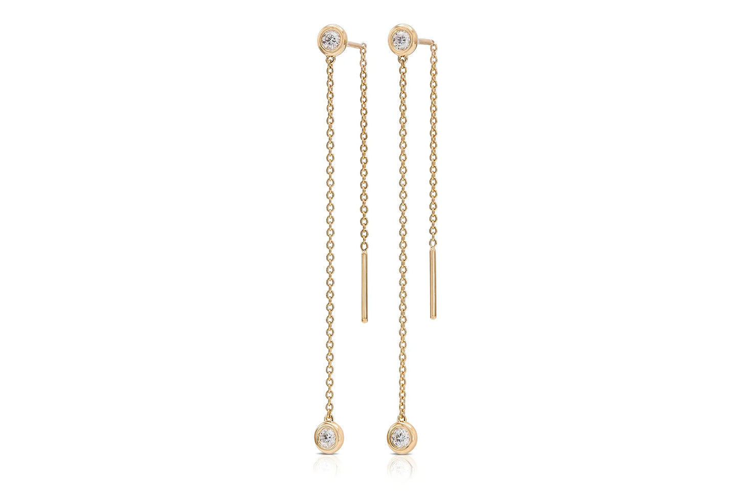 18K Yellow Gold Diamond Thread Earrings