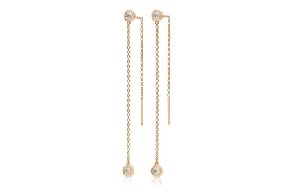 18K Yellow Gold Diamond Thread Earrings