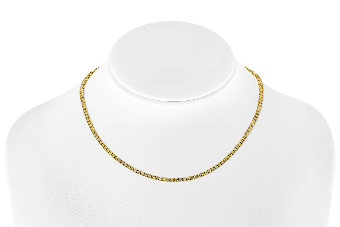 18K Yellow Gold Fancy Intense Yellow Diamond Tennis Necklace 6.36 carat