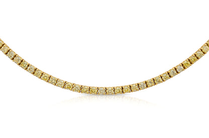 18K Yellow Gold Fancy Intense Yellow Diamond Tennis Necklace 6.36 carat