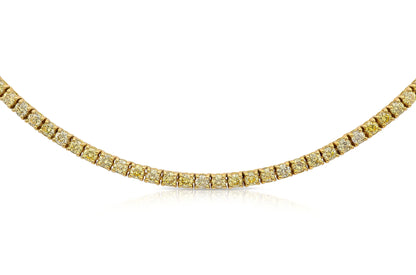 18K Yellow Gold Fancy Intense Yellow Diamond Tennis Necklace 6.36 carat