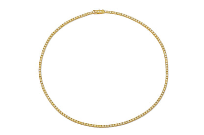 18K Yellow Gold Fancy Intense Yellow Diamond Tennis Necklace 6.36 carat