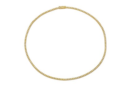 18K Yellow Gold Fancy Intense Yellow Diamond Tennis Necklace 6.36 carat