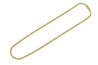18K Yellow Gold Fancy Intense Yellow Diamond Tennis Necklace 6.36 carat