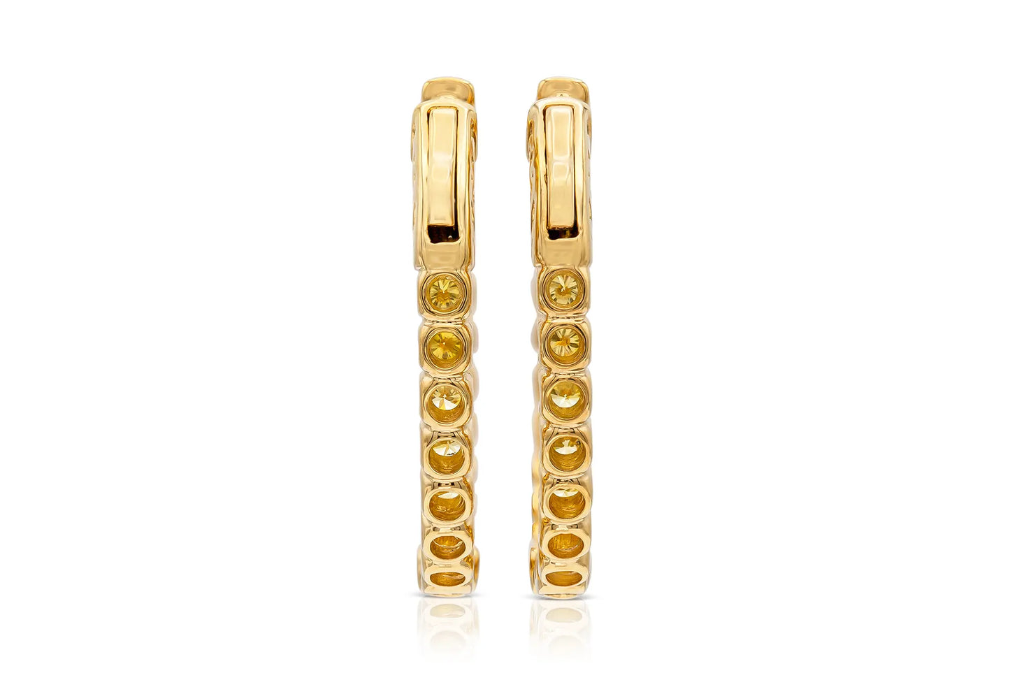 18K Yellow Gold Fancy Yellow Diamond Hoops Tw. 2.05 carat