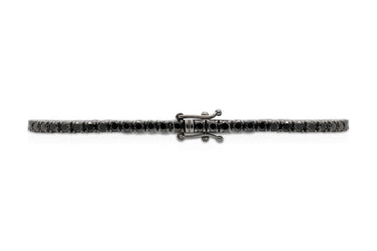 18K White Gold Black Rhodium Black Diamond Tennis Bracelet Tw. 4.08 carat